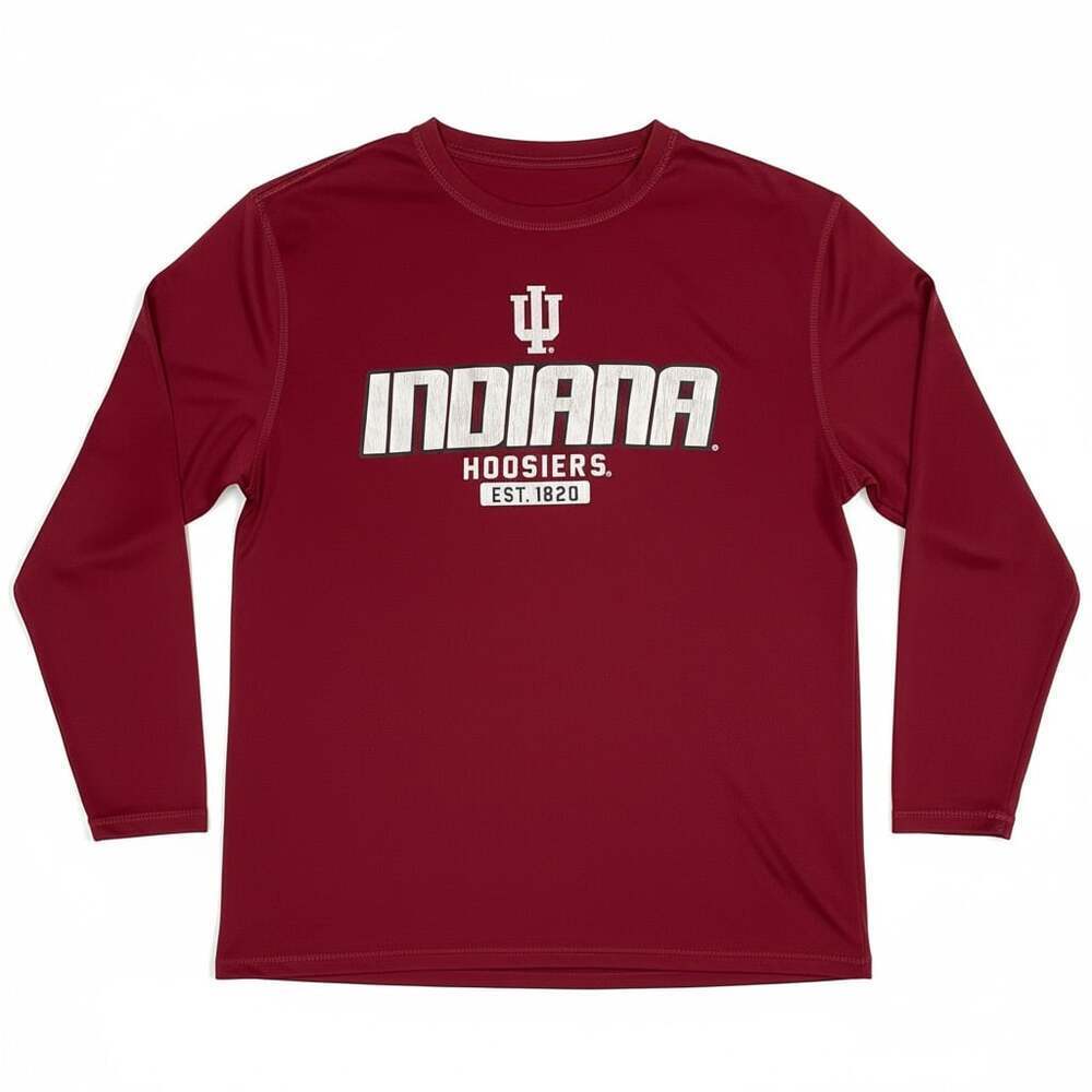 Indiana Hoosiers Youth Long Sleeve Shirt Red IU Logo Large